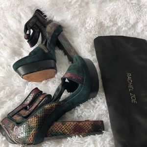 Green Payton Snakeskin Suede Sandal Platforms